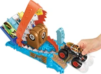 Hot Wheels Monster Trucks Arena Smashers Treasure Chomp Challenge Playset