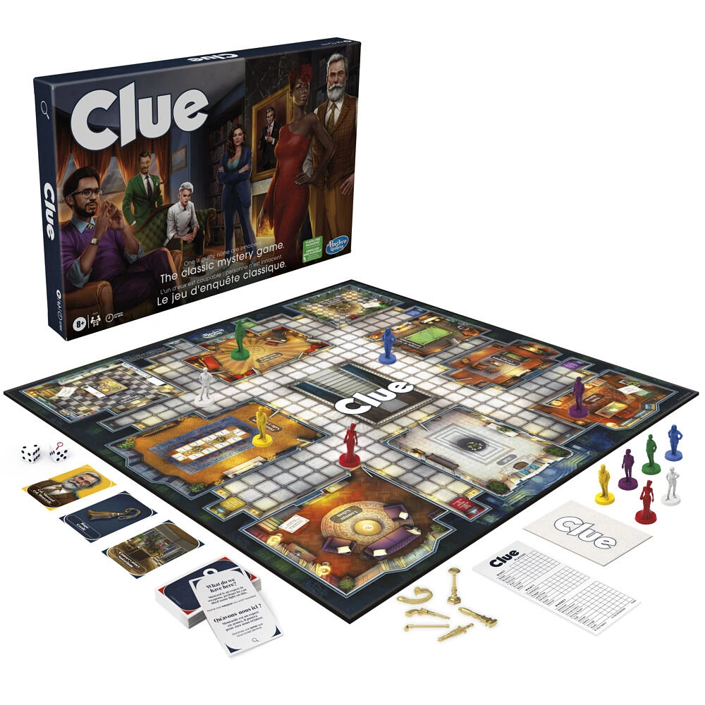 Clue, jeu de plateau pour enfants, jeu Clue revisité, pour 2 à 6 joueurs, jeu d'enquête, jeu de détective, jeu familial pour enfants et adultes