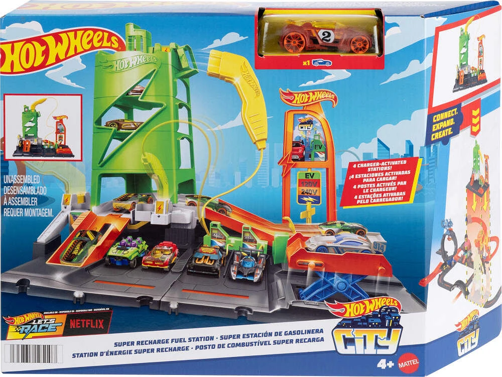 Hot Wheels - Ville - Station d'énergie Super Recharge, véhicule