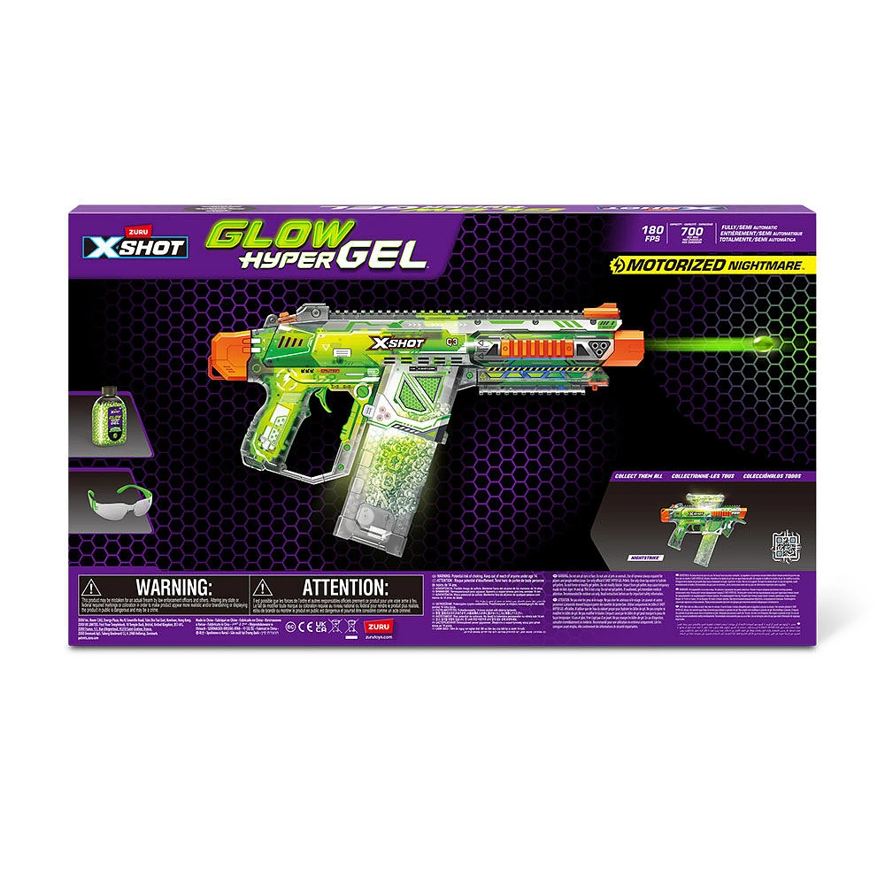 XSHOT Hyper Gel Glow In The Dark Nightmare Blaster (10,000 Glow In The Dark Hyper Gel Pellets) by ZURU