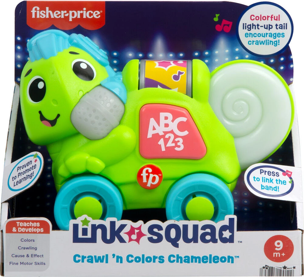 Fisher-Price Link Squad Crawl 'n Colors Chameleon Baby Learning Toy with Music & Lights - English Edition