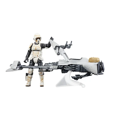 Star Wars The Vintage Collection, The Mandalorian, Speeder Bike, Scout Trooper et Grogu, Pack de véhicule et figurine, échelle de 9,5 cm