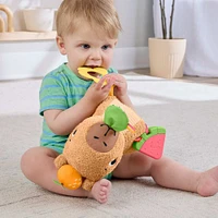 Fisher-Price Snuggly Snacky Capybara Plush Baby Sensory Toy with Teether & Rattle for Newborns