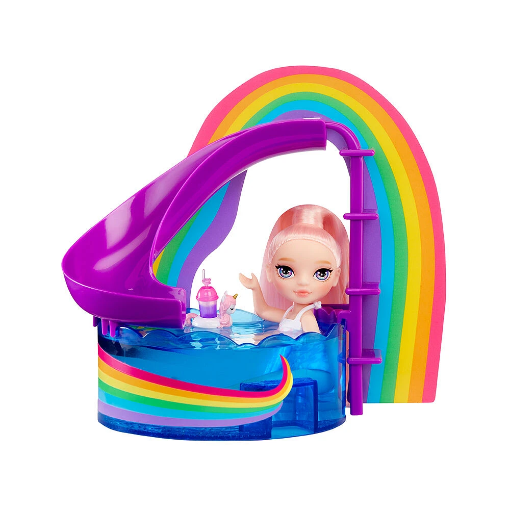 Rainbow High Littles Pool Day Playset + Small Doll (Pink 5.5")