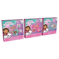 Gabby's Dollhouse, Coffret cadeau de 3 jeux, jeu Pop-Up, dominos, cartes géantes, jouets Gabby et la maison magique