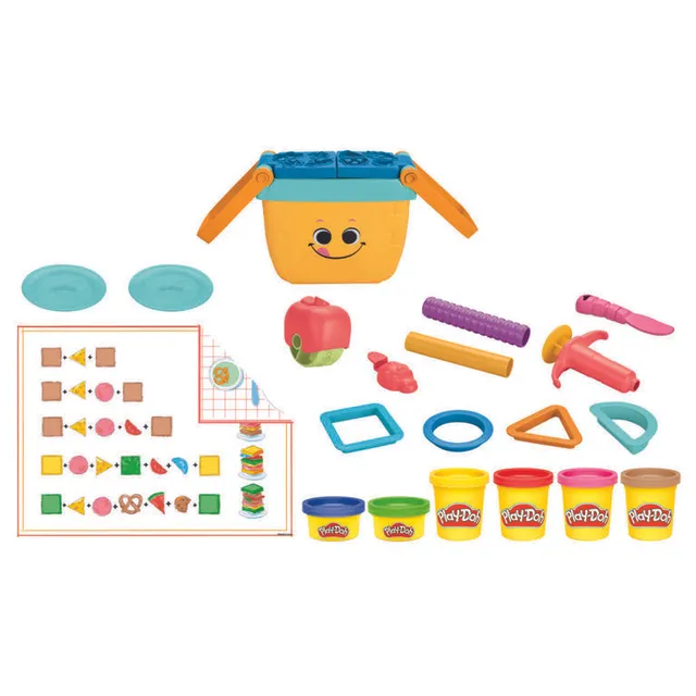 Play-Doh Picnic Shapes Starter Set, 12 Tools and 6 Cans, Preschool Toys -  Play-Doh