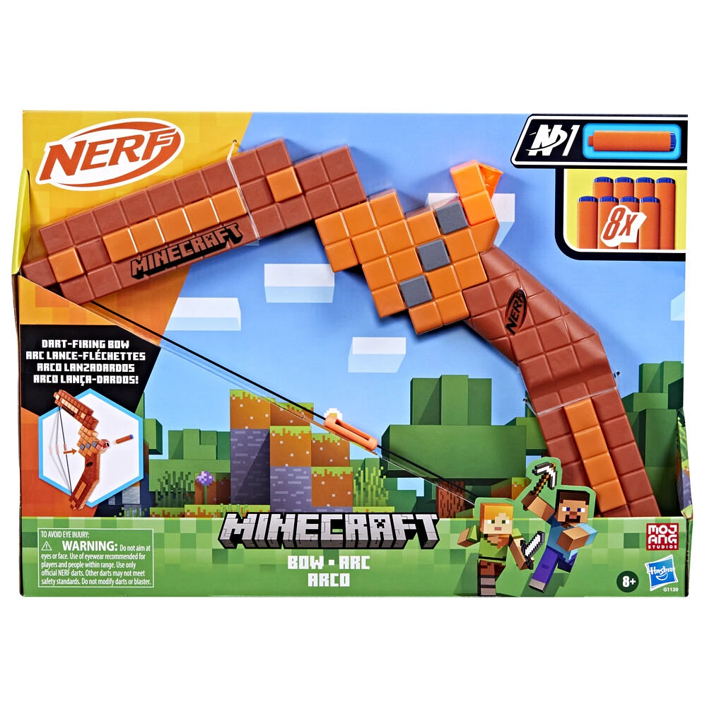 Nerf Minecraft Bow Dart Blaster, 8 Nerf N1 Darts