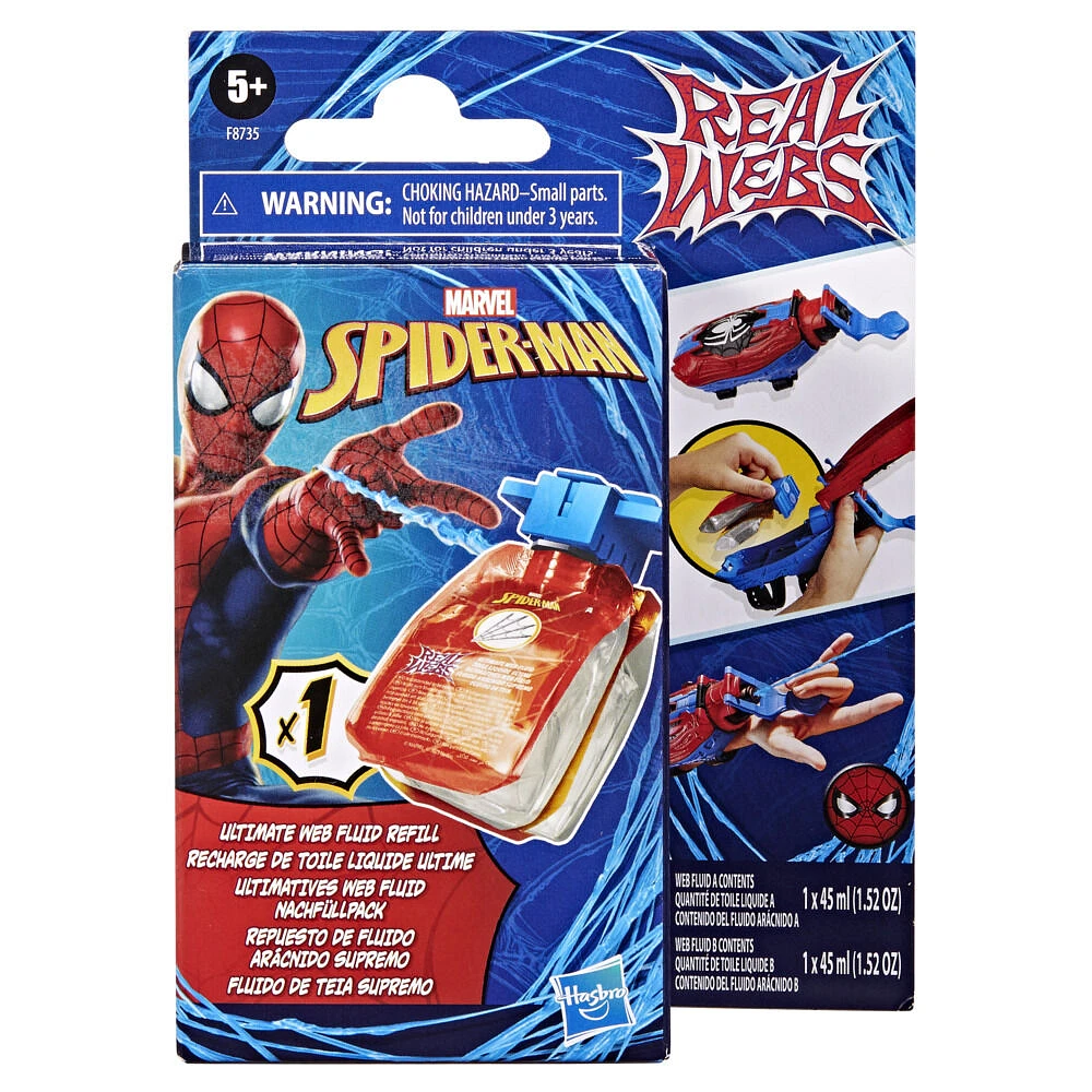 Marvel Spider-Man Real Webs, recharge de toile liquide ultime, jouet de déguisement Real Webs