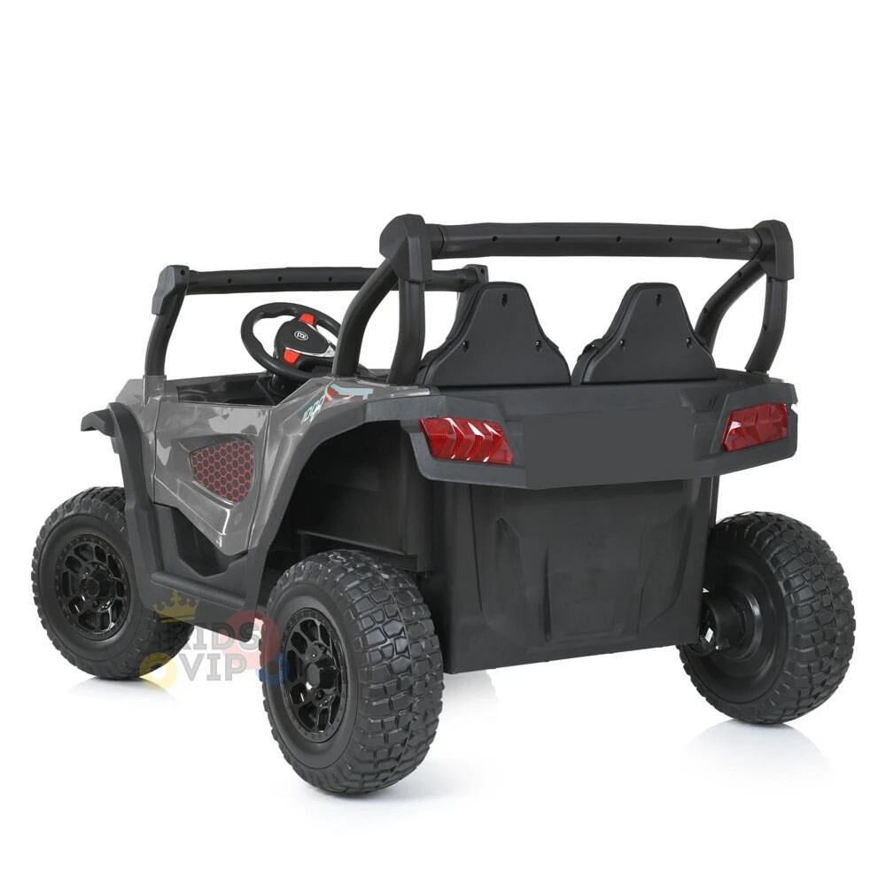 KIDSVIP Buggy aventure 2 places 24 V pour enfants 4X4 UTV porteur avec RC - Gris