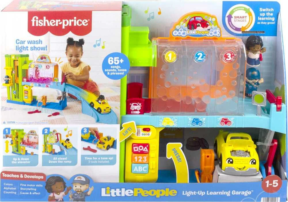 Fisher-Price Little People Light-Up Learning Garage Toddler Playset, 5 Play Pieces, Multi-Language Version