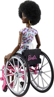 Barbie Fashionistas Doll #194 with Wheelchair & Ramp, Curly Brown Hair, Romper & Accessories