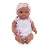 Babi Baby Doll (Deep) - Brown Eyes and Pink Headband 14-inch Baby Doll with 2pc Outfit