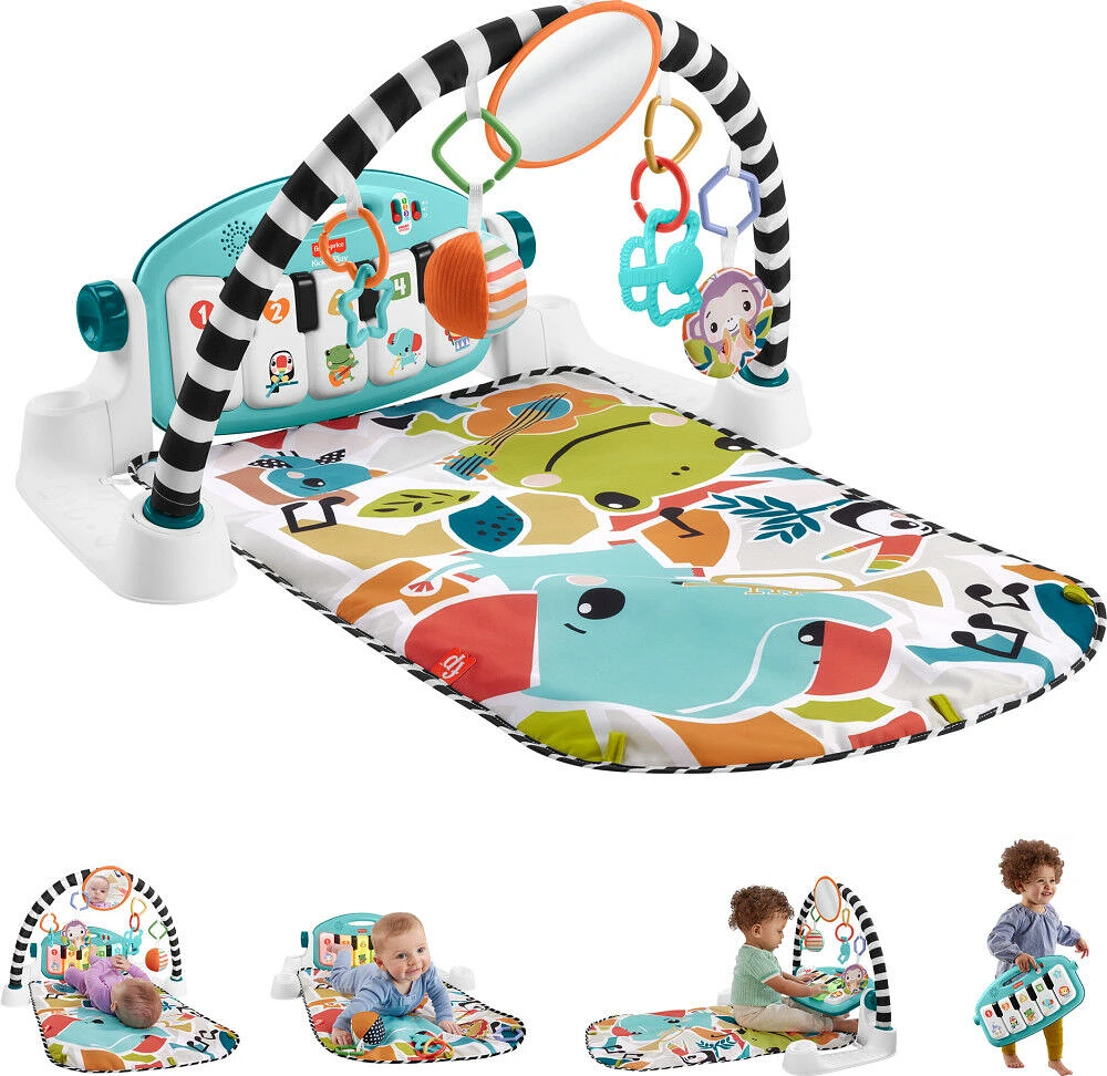 Fisher-Price Glow and Grow Kick & Play Piano Gym Baby Playmat with Musical Learning Toy