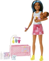 ​Barbie Skipper Babysitters Playset with Friend Doll, Baby Doll with Sleepy Eyes, Crib and Accessories