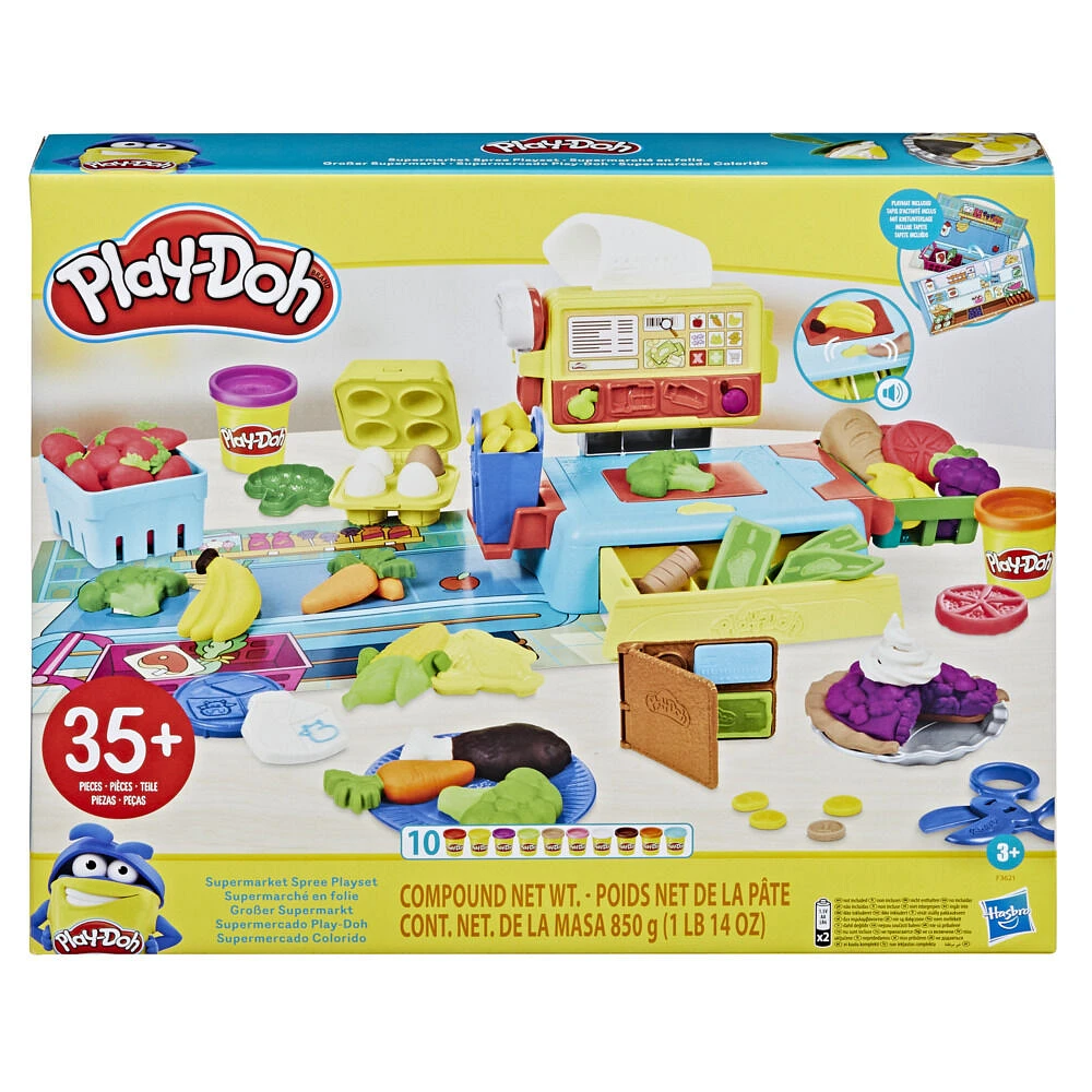 Supermarché en folie Play-Doh avec caisse enregistreuse, 37 pièces et 10 pots