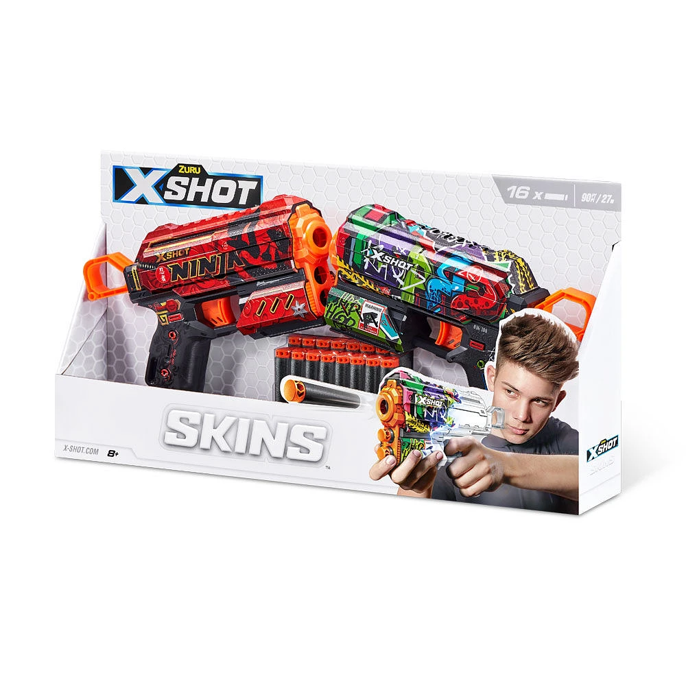 Zuru X-Shot Skins Flux Dart Blaster with 16 Darts (2 Pack)