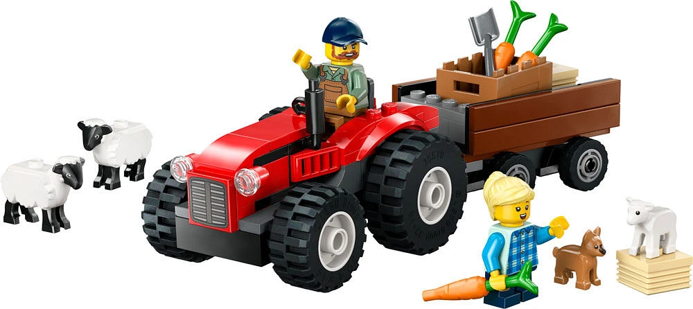 LEGO City Le tracteur agricole rouge avec remorque et moutons, ensemble de jeu pour les enfants de 4 ans et plus 60461