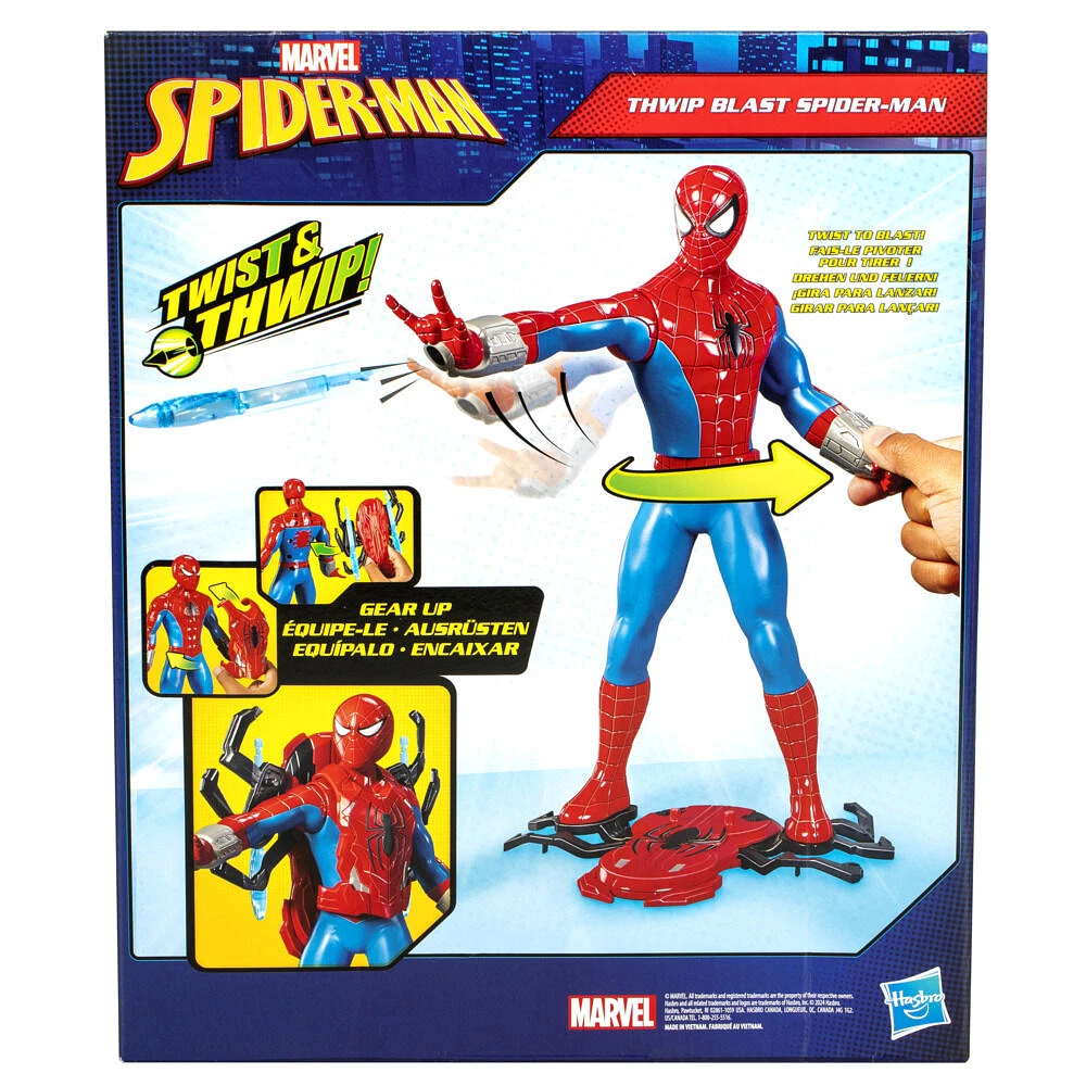 Marvel Spider-Man, figurine Thwip Blast Spider-Man de 28 cm avec accessoires