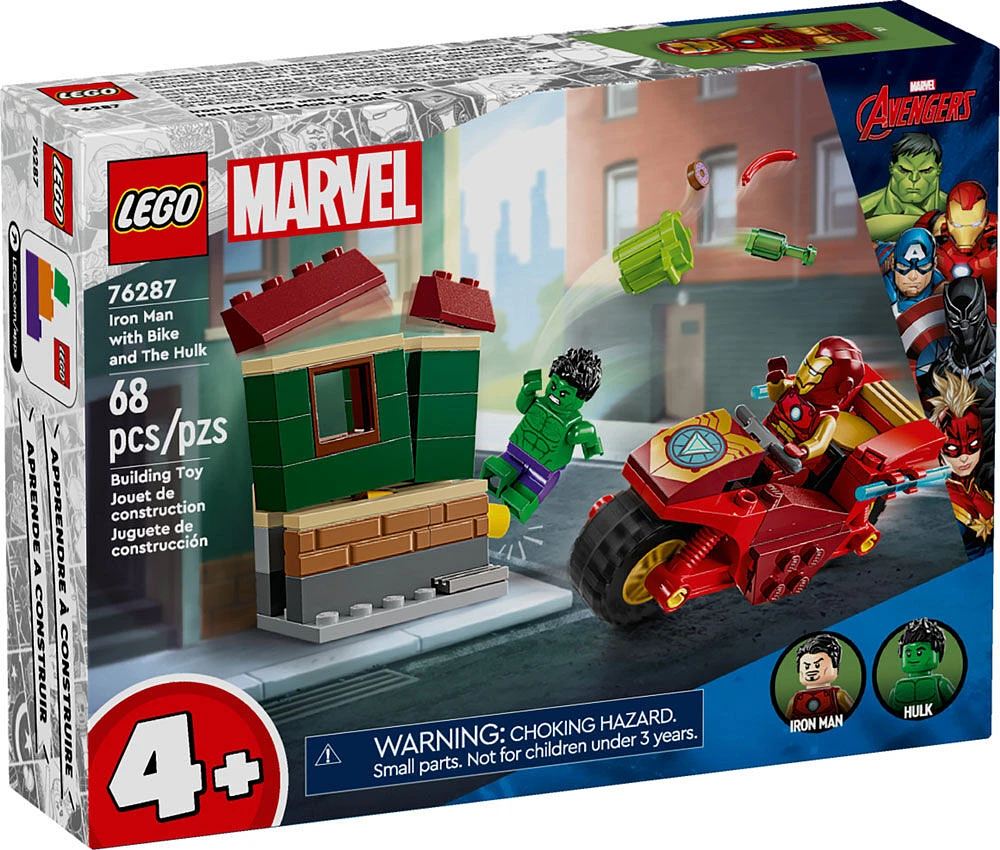 LEGO Marvel Iron Man avec une moto et Hulk Ensemble de jeu 76287