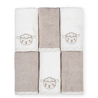 Koala Baby - 6-Pack Baby Washcloths - Grey & White Lamb