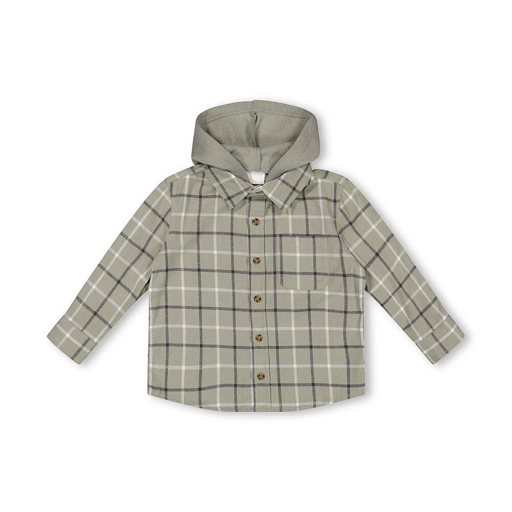 Rococo Hooded Plaid Shirt Green