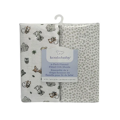 Lot de 2 draps en flanelle Koala Baby Woodland/Dots