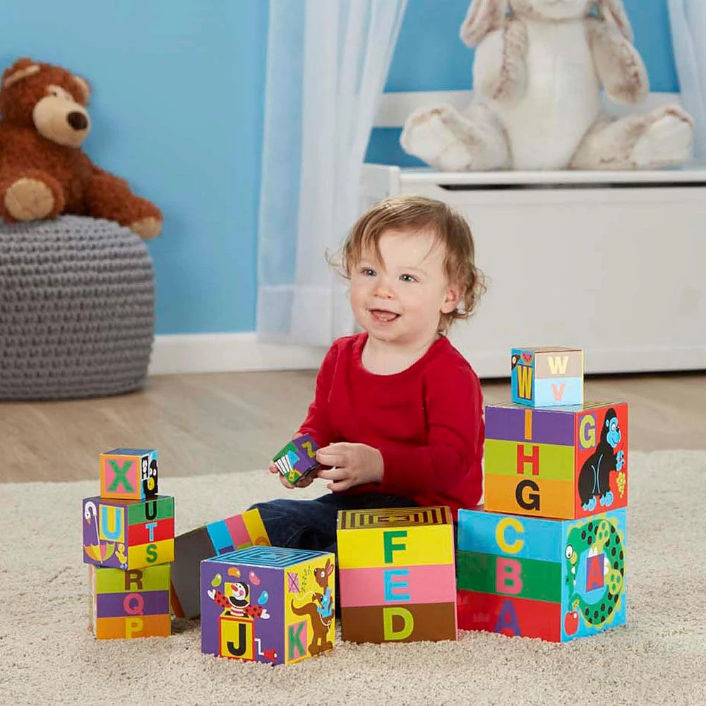 Melissa and Doug - Blocs d'emboîtement et d'empilement de l'alphabet de luxe de 10 pièces