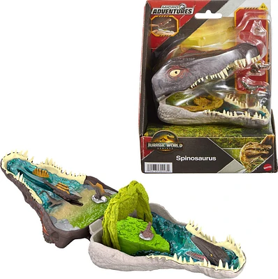 Jurassic World Rebirth Micro Adventure Playset Spinosaurus Head, Interactive Features & Figures