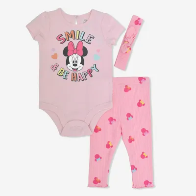 Disney Minnie Mouse 3 Piece Bodysuit/Legging/Headband Set Pink