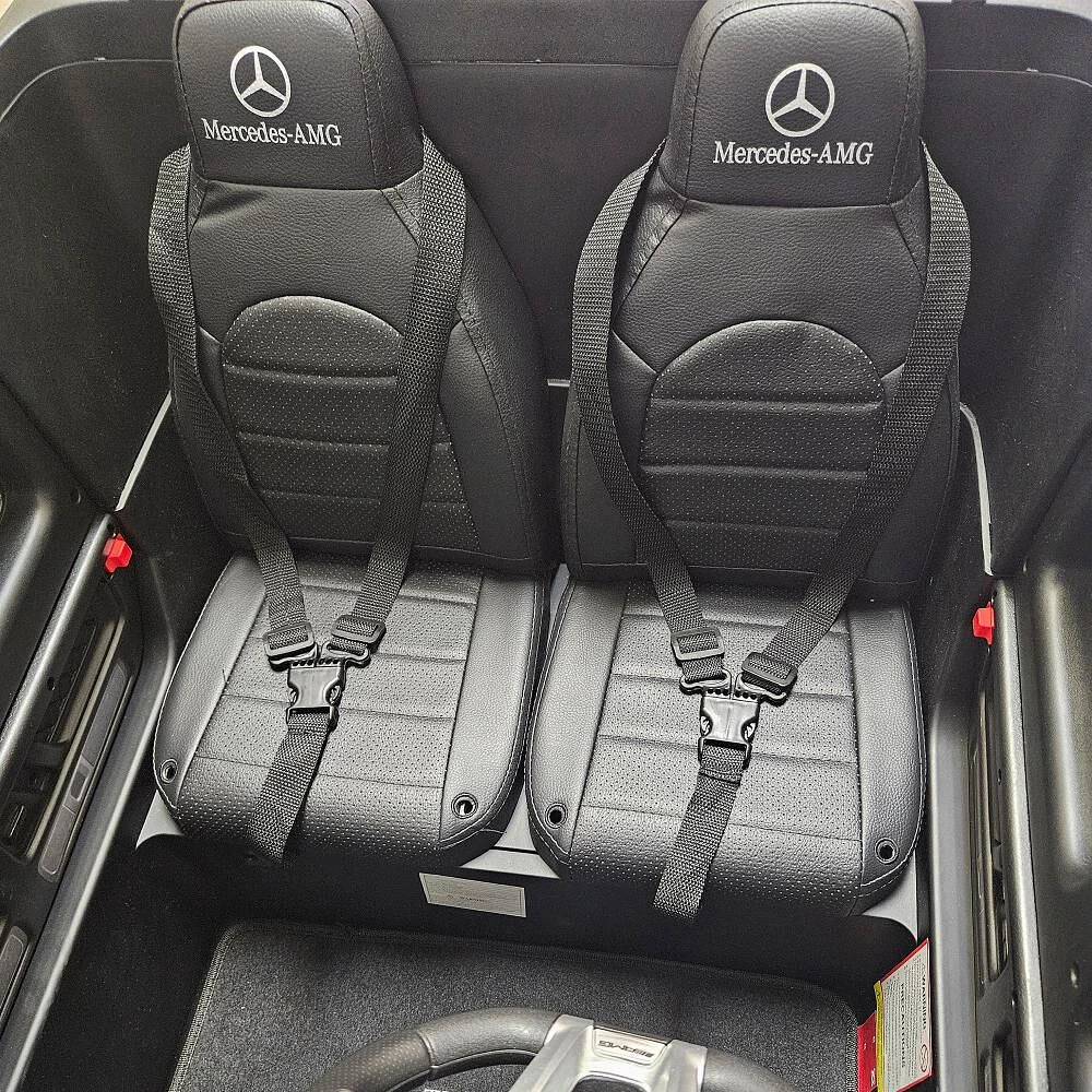 KIDSVIP Voiture 2 places à enfourcher Mercedes G Series 24V 4x4 pour enfants sous licence officielle avec roues en caoutchouc, musique, RC - Noir mat