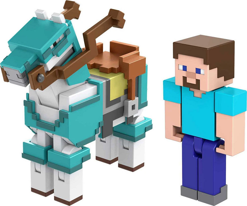 Minecraft Steve And Armored Horse Figures