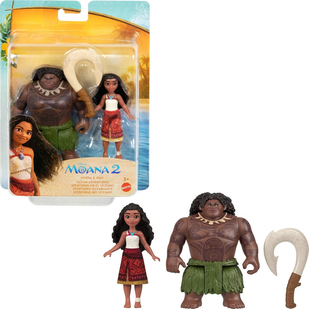 Disney Moana 2 Moana & Maui Ocean Adventures 2-Pack Small Dolls & Accessory Set