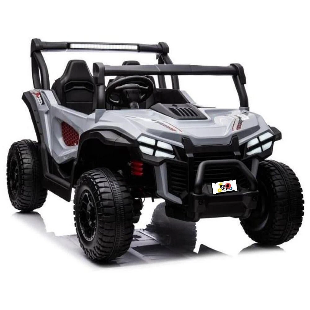 KIDSVIP Buggy aventure 2 places 24 V pour enfants 4X4 UTV porteur avec RC - Gris