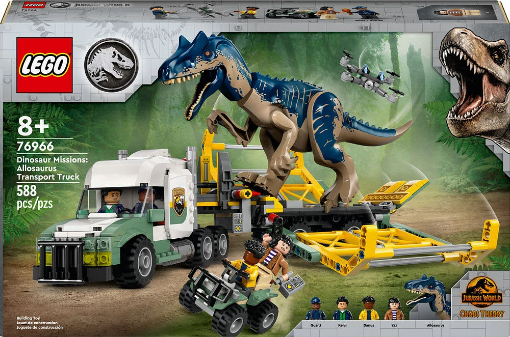 LEGO Jurassic World Dinosaur Missions: Allosaurus Transport Truck Toy, Fun Gift Idea for Kids 76966