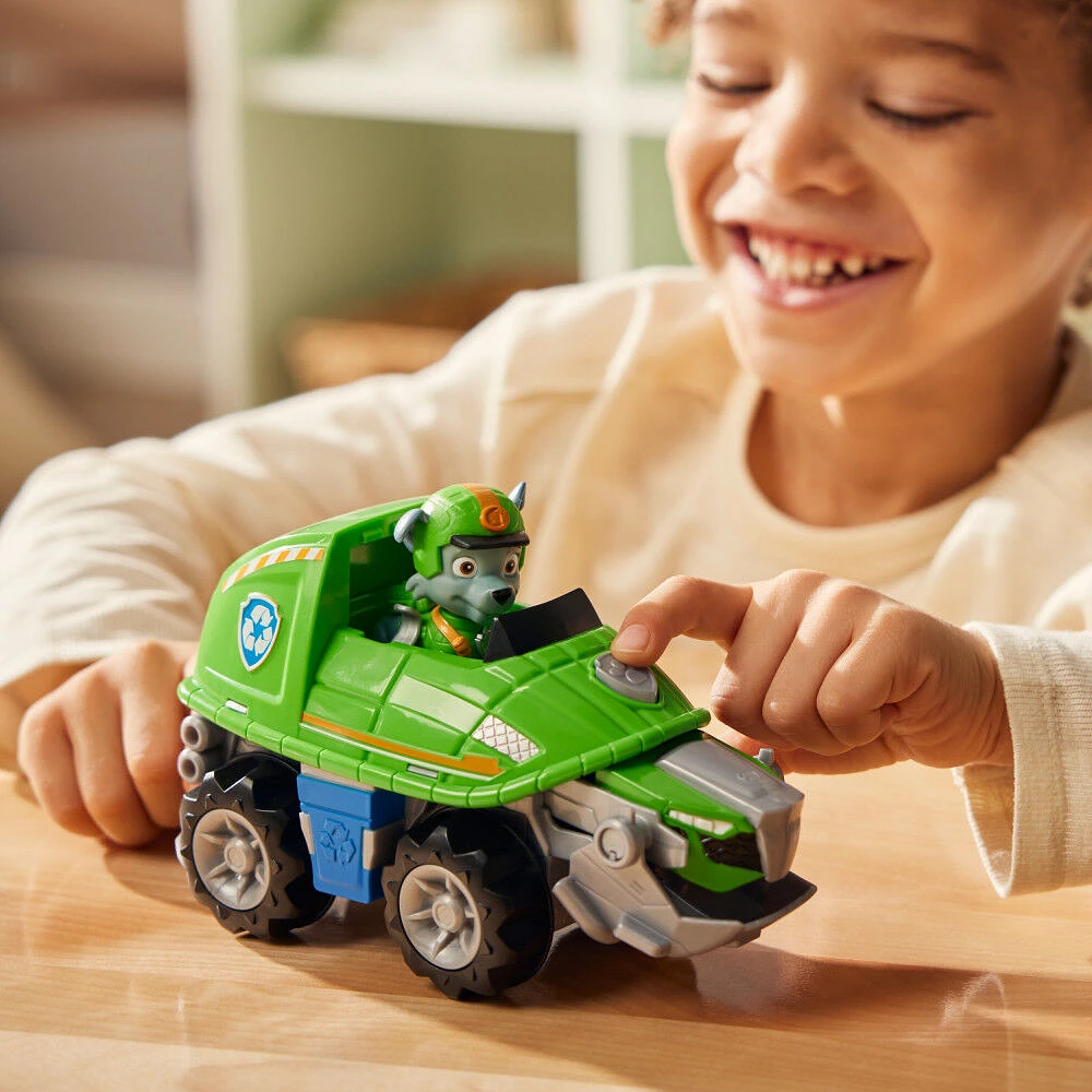 PAW Patrol Jungle Pups, Rocky's Turtle Vehicle, Camion avec figurine à collectionner