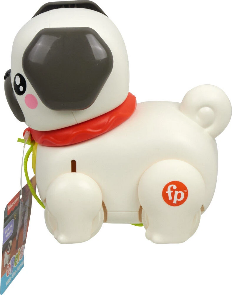 Fisher-Price FP Pets Walk-the-Pup Pug Baby & Toddler Pull Toy with Motion & Sounds