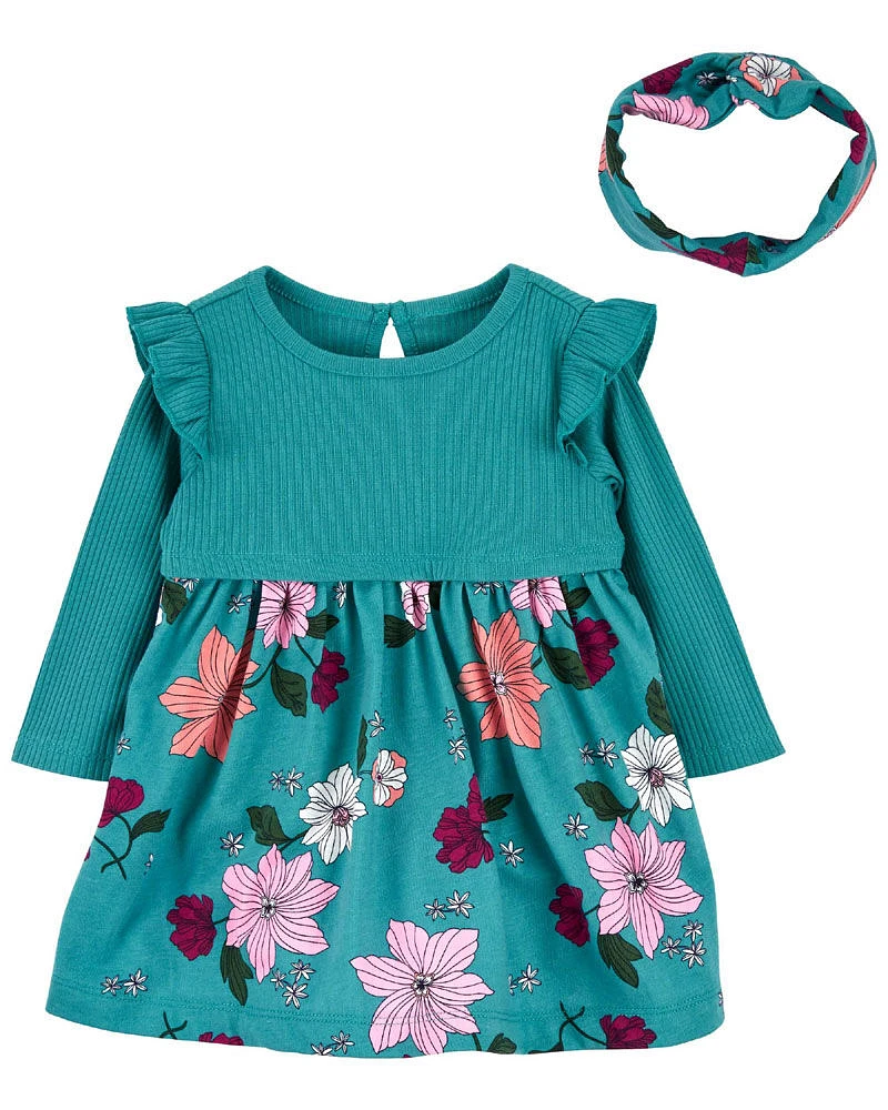 Carter's Two Piece Floral Bodysuit Dress Set