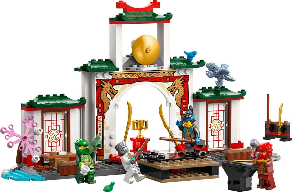 LEGO NINJAGO Le temple de Spinjitzu des ninjas, Ensemble de jeu, Jouet d'action avec 4 figurines et un modèle de dragon 71831