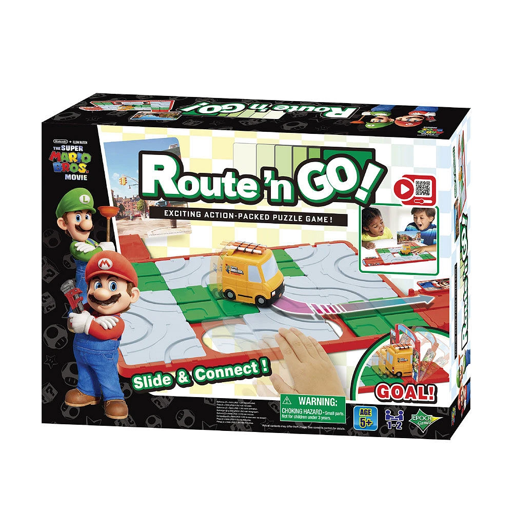EPOCH Games Super Mario Route 'n Go, Tabletop Skill and Action Game with Collectible Super Mario Action Figures