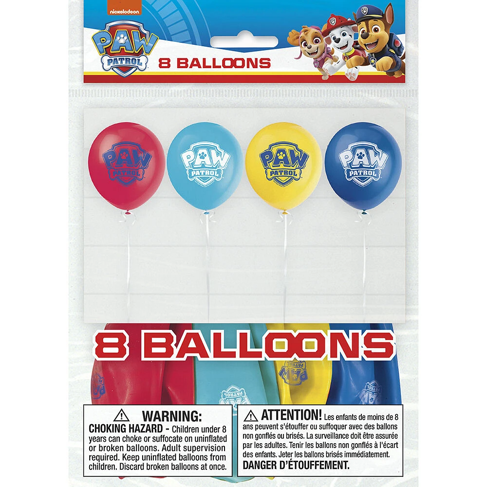Paw Patrol 12" Latex Balloons, 8 pieces