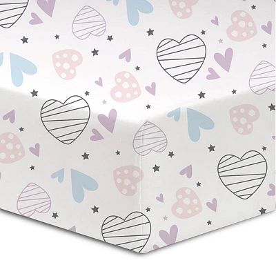 Koala Baby - Flannel 1 Pack Scattered Hearts Crib Sheet