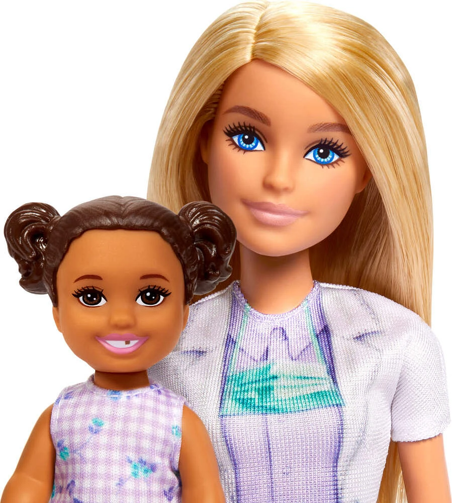 Barbie Dentist Doll with Blonde Fashion Doll, 1 Kid Doll, Medical Doctor Furniture & Accessories