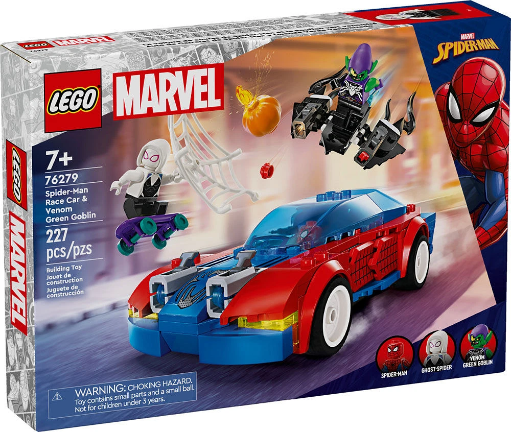 LEGO Marvel La voiture de course de Spider-Man et le Bouffon vert venomisé 76279