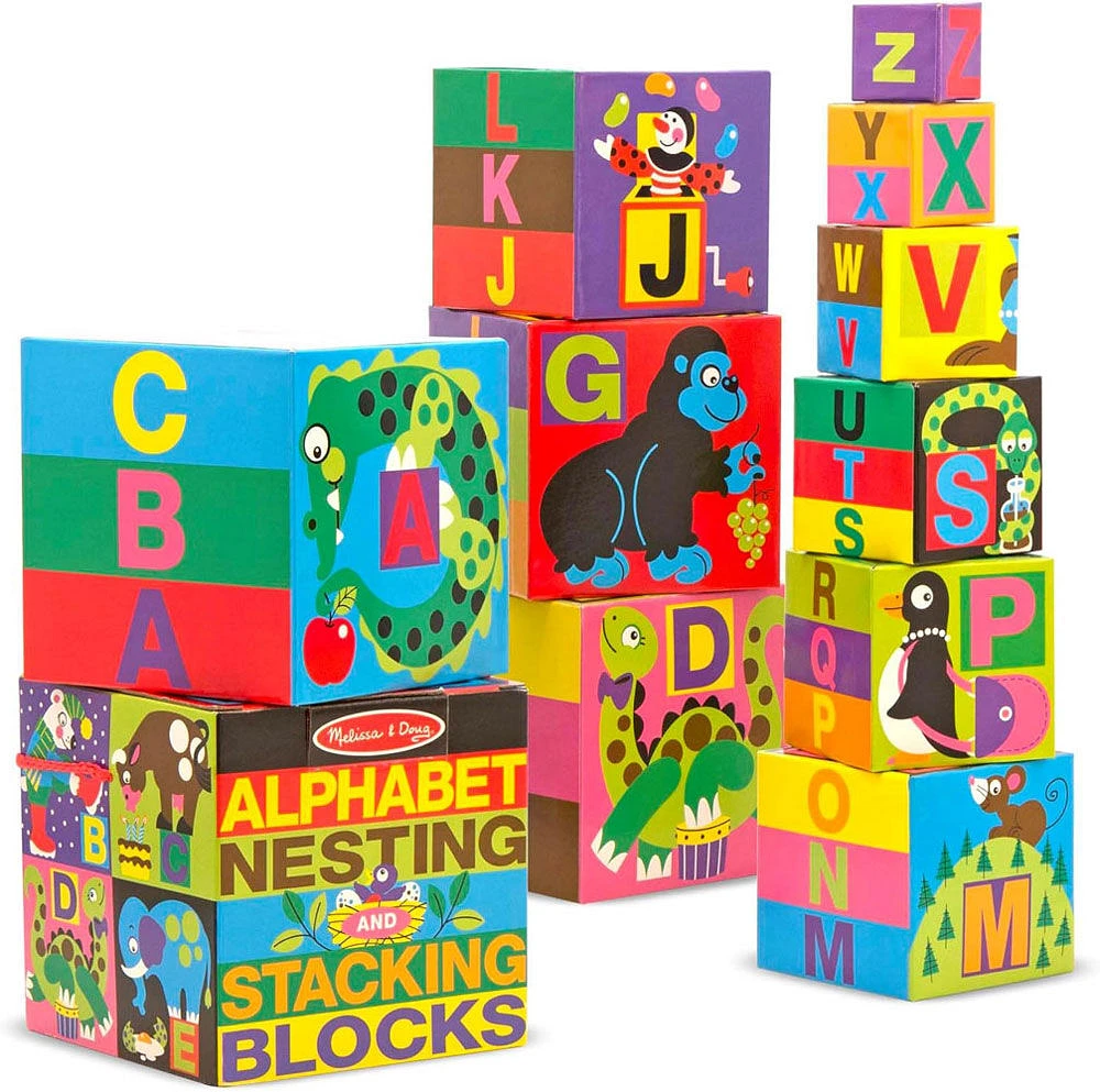 Melissa and Doug - Blocs d'emboîtement et d'empilement de l'alphabet de luxe de 10 pièces