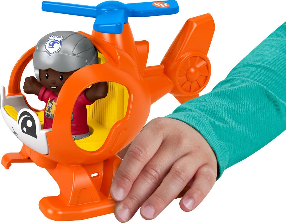 Fisher-Price Little People Helicopter Toy and Pilot Figure Set for Toddlers, 2 Pieces
