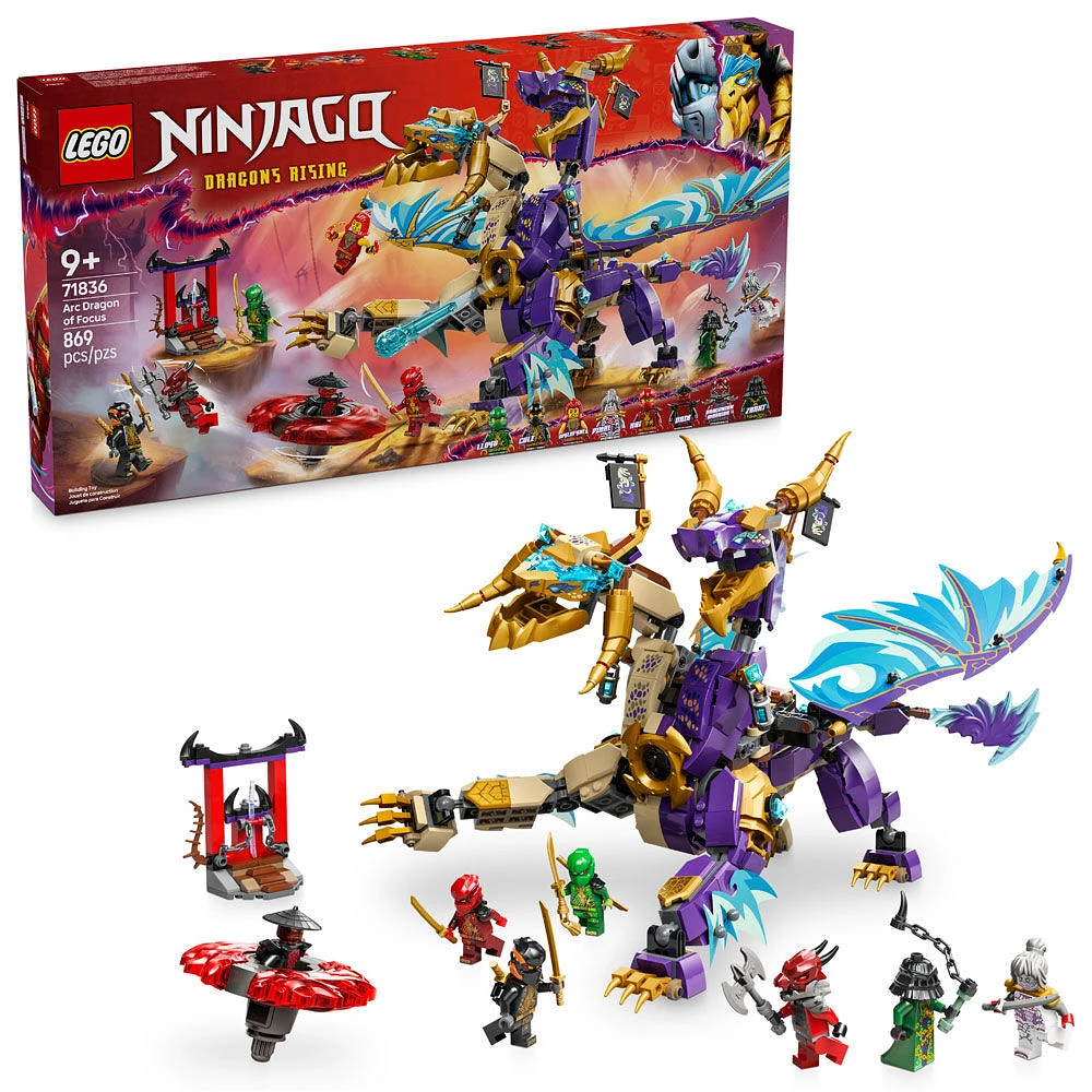 LEGO NINJAGO Arc, le dragon de la concentration, ensemble de jouet ninja, ensemble de jeu de bataille avec 8 figurines 71836