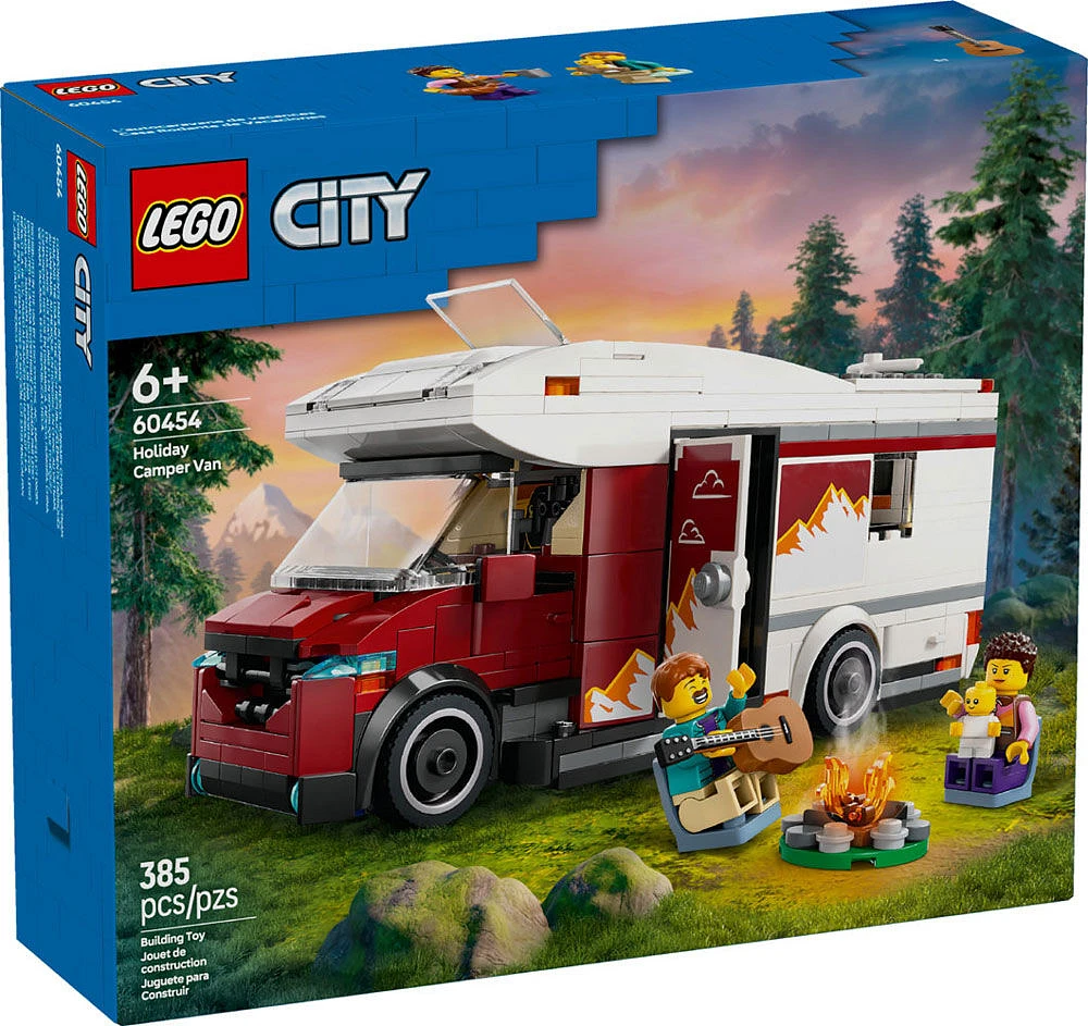 LEGO City Holiday Adventure Camper Van Building Toy Set - Vacation Toy for Kids - Includes 3 Minifigures - 60454