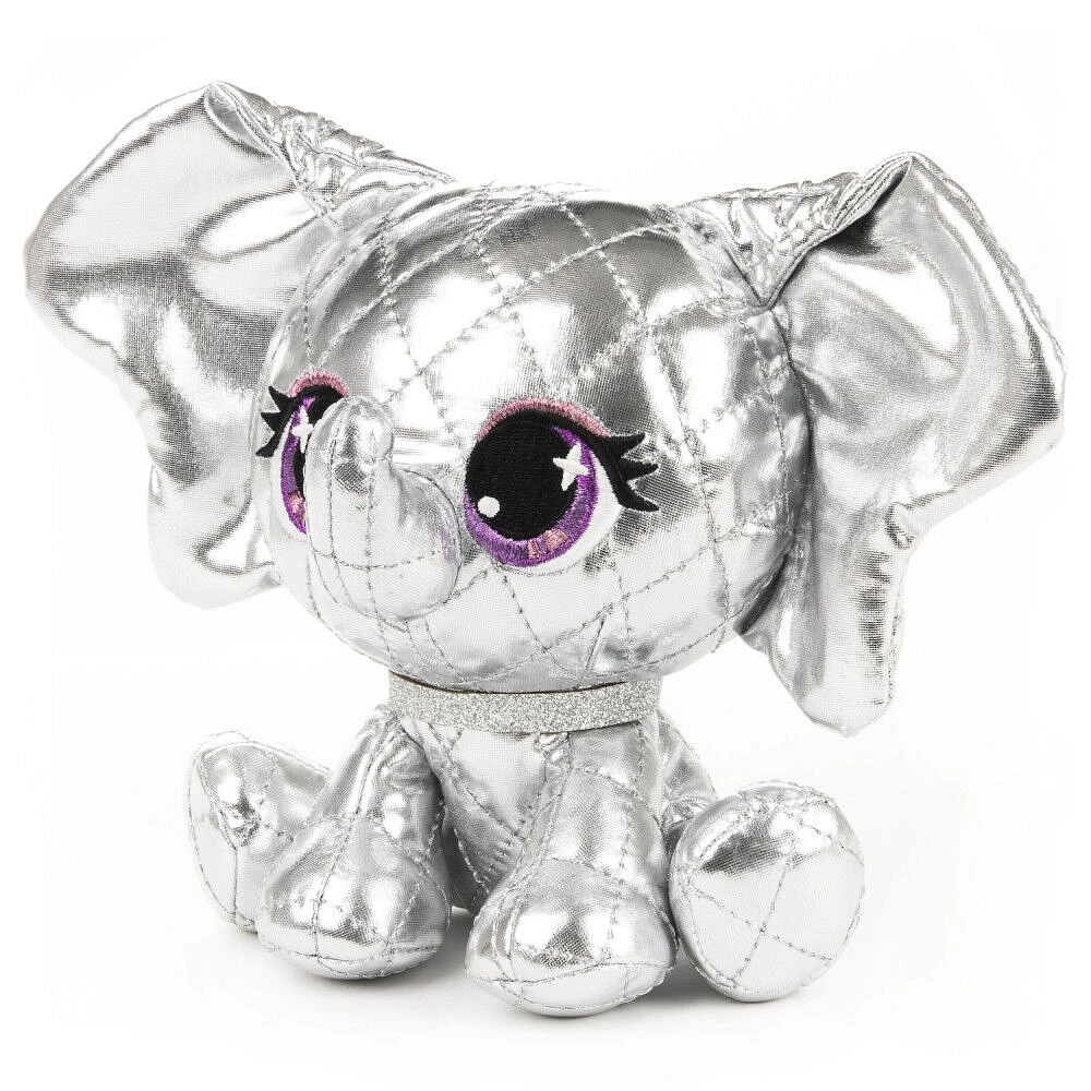 P.Lushes Designer Fashion Pets Ella L'Phante Elephant Limited Edition Premium Stuffed Animal Soft Plush with Glitter Sparkle, Silver, 6"