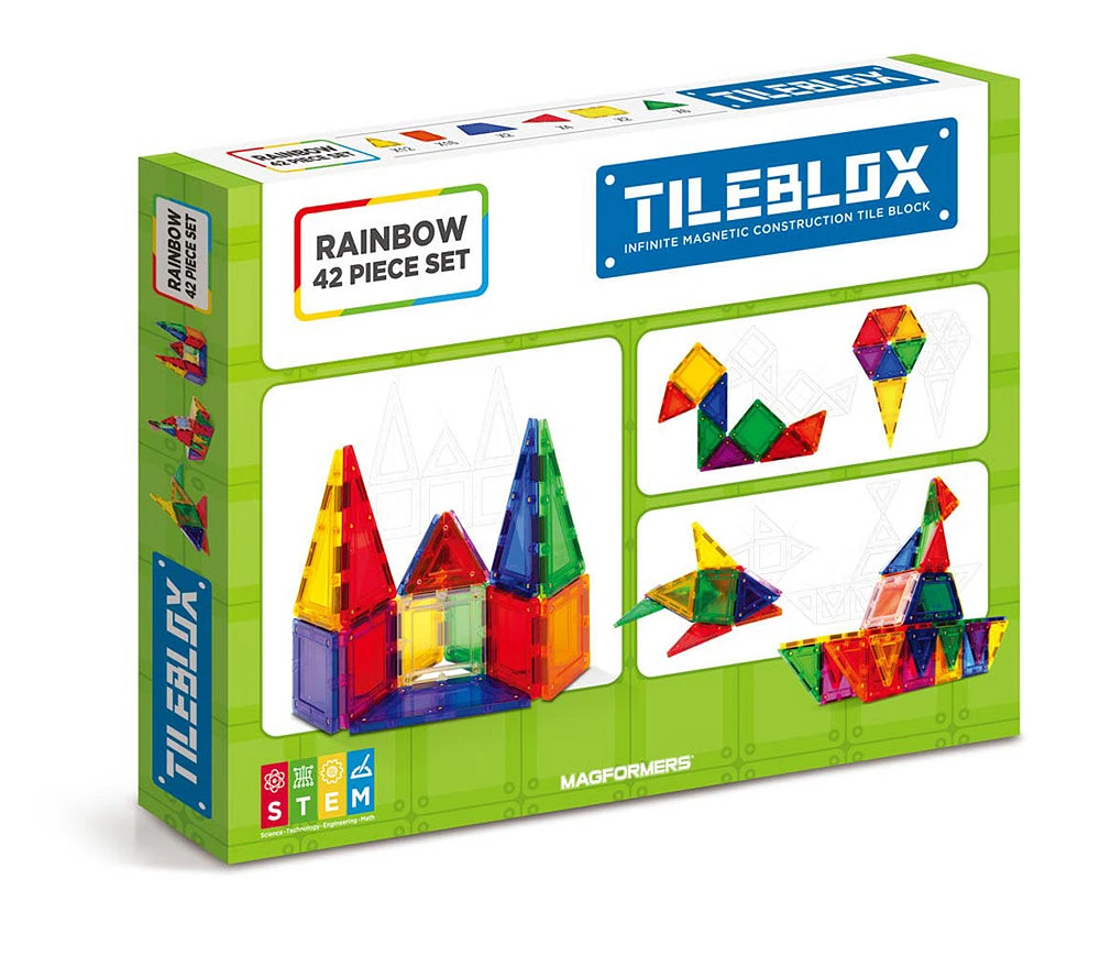 Magformers TileBlox Rainbow 42-Piece Set - English Edition