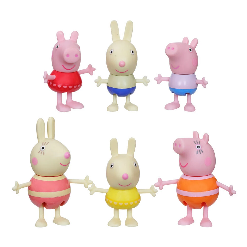 Peppa Pig, Peppa's Adventures, coffret Peppa à la piscine, 6 figurines en costumes de bain, dès 3 ans